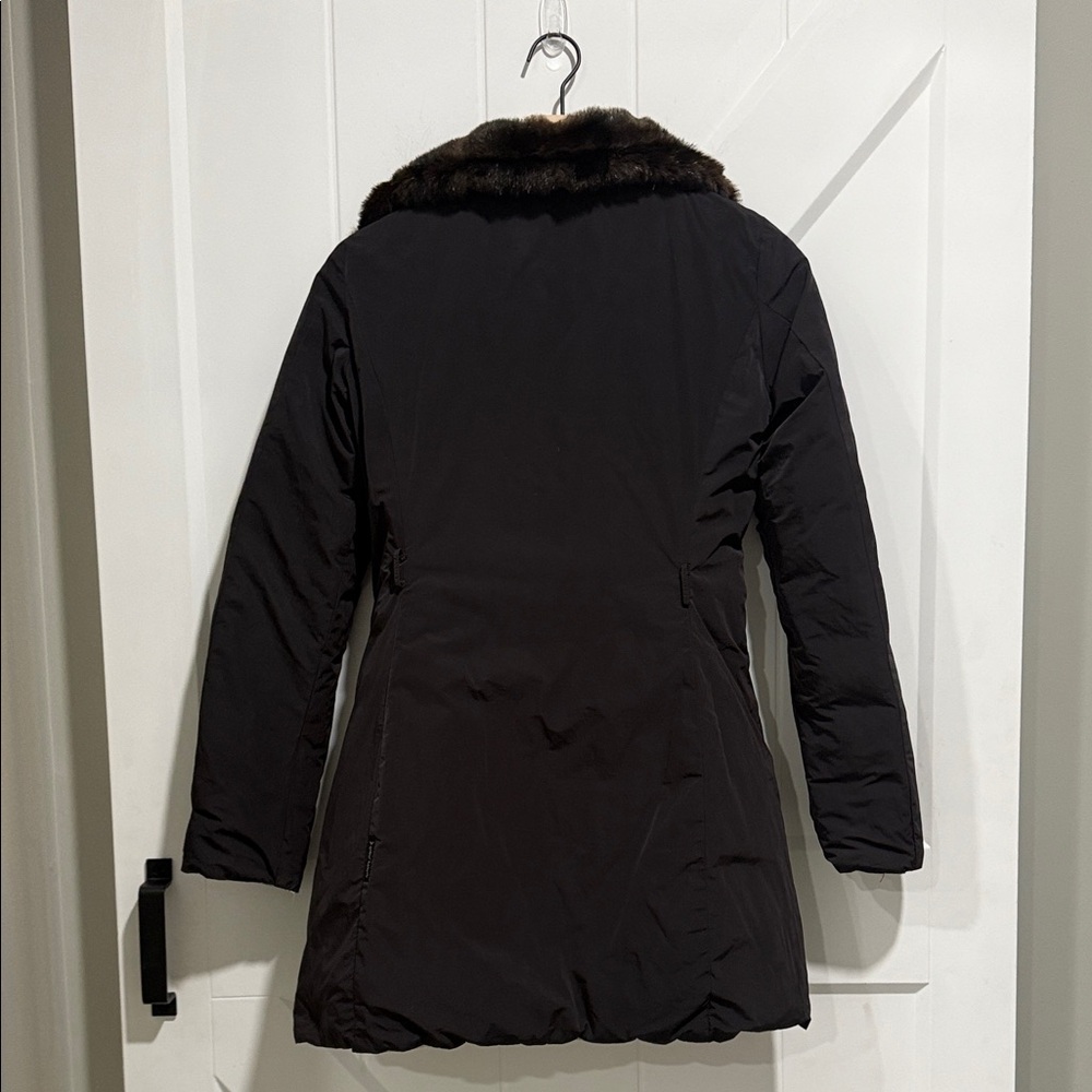 Armani Jeans Reversible Tan Quilted Puffer with Faux Fur Collar - Picture 8 of 8